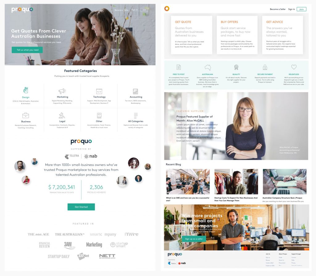 Proquo Website Design Screenshot